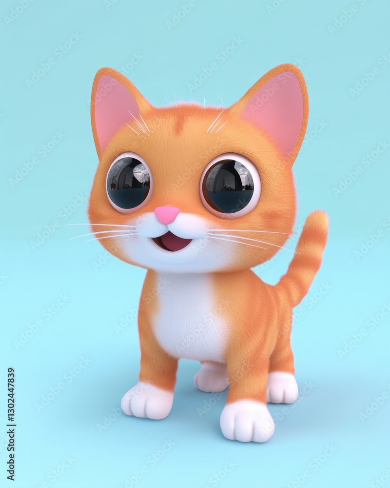 Obraz premium Funny red cat in 3D style 