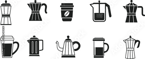 Coffee Maker Vector Icons Set Collection