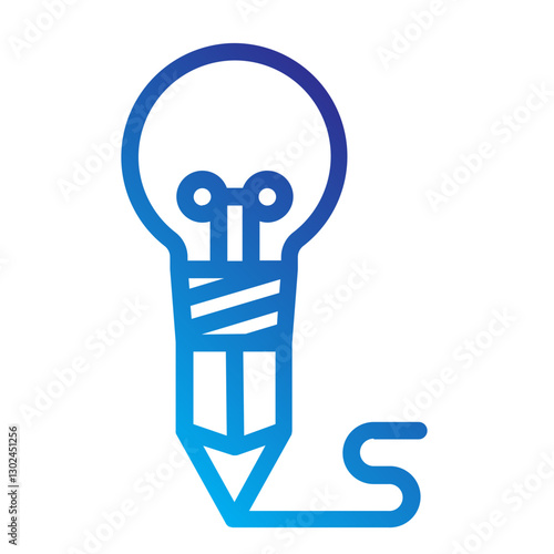 Bulb documet copyright line gradient icon