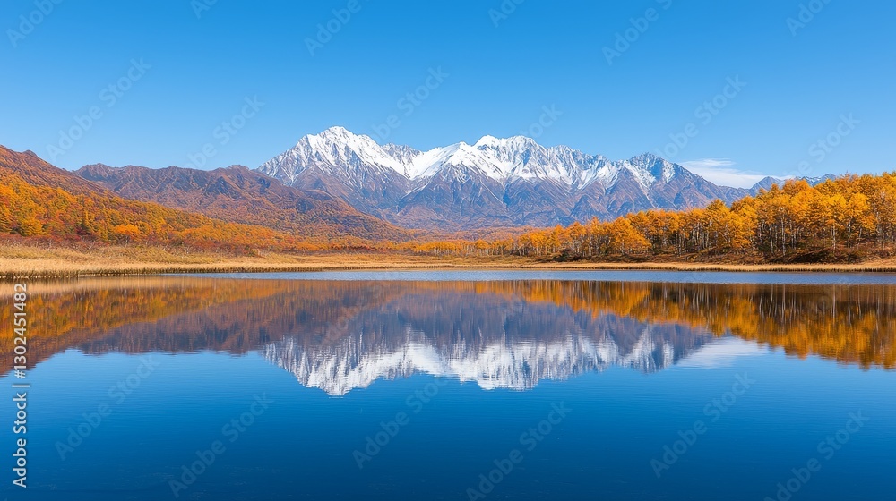 Stunning mountain and lake reflection scene. Stunning mountain and lake reflection scene.
