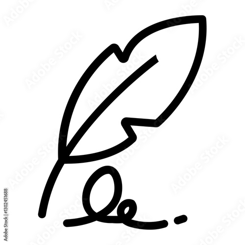 Feather documet copyright line icon