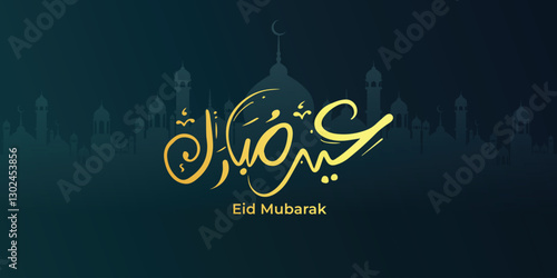 Arabic Typography Eid Mubarak Eid Al-Adha Eid Saeed , Eid Al-Fitr text Calligraphy , 