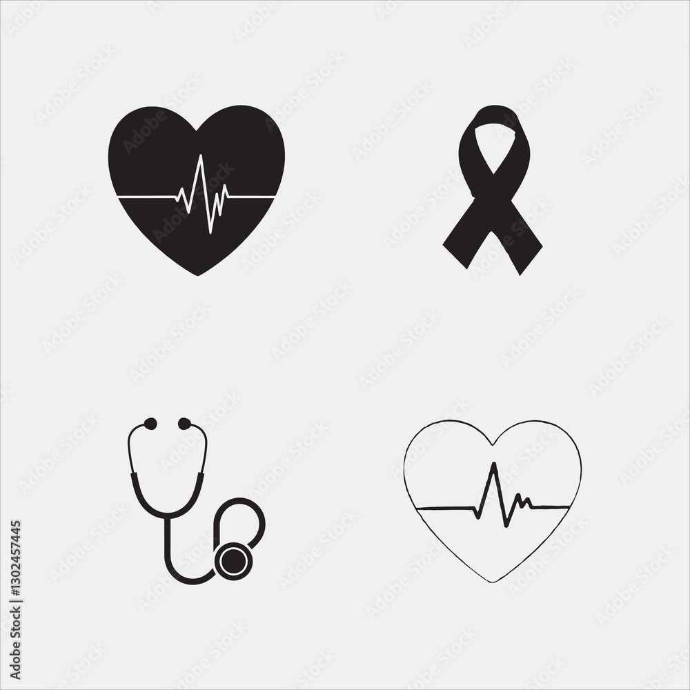 Fototapeta premium Heart Icons Set for Design 