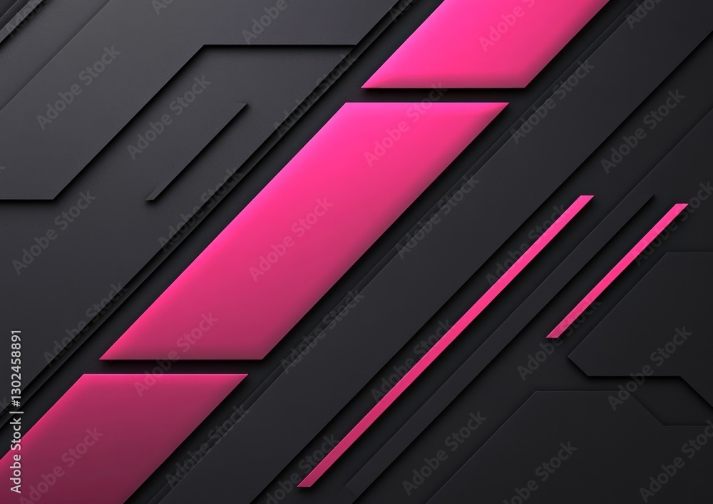 Abstract digital design, pink and black geometric shapes. Possible use in technology or futuristic themes Abstract digital design, pink and black geometric shapes. Possible use in technology or futuristic themes