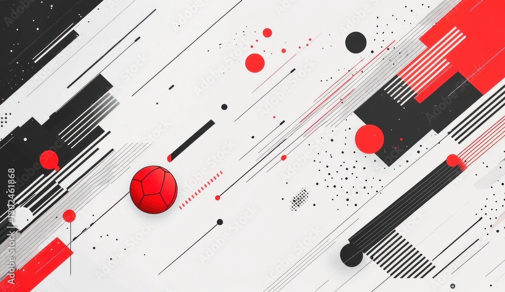 Abstract geometric background with red ball Abstract geometric background with red ball