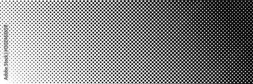Dotted gradient vector illustration, white and black halftone background, horizontal seamless dotted lines, monochrome dots texture backdrop, retro effect. modern