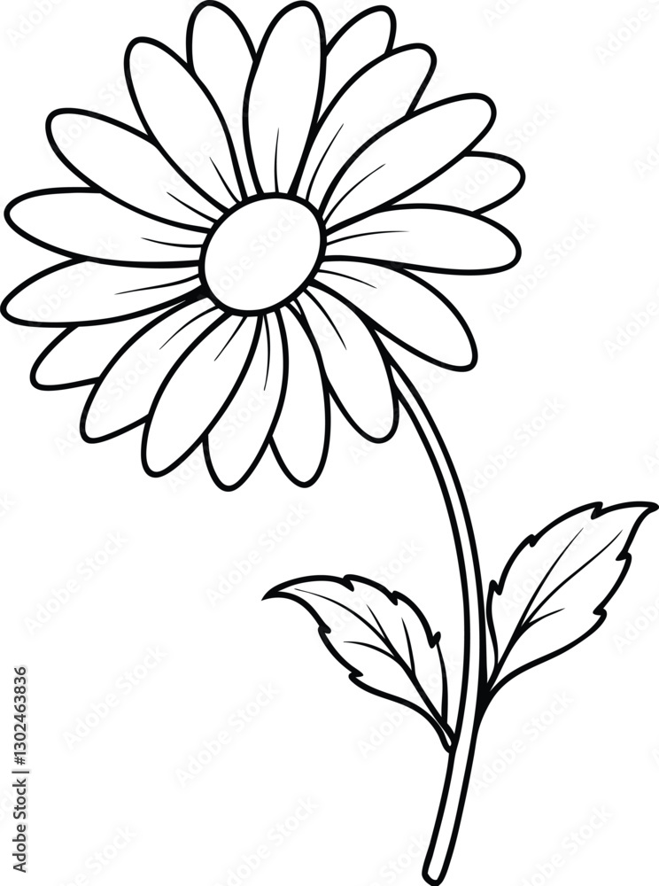 Charming Daisy Line Art Vector - A Simple Yet Beautiful Floral Design for Artistic Creations Charming Daisy Line Art Vector - A Simple Yet Beautiful Floral Design for Artistic Creations