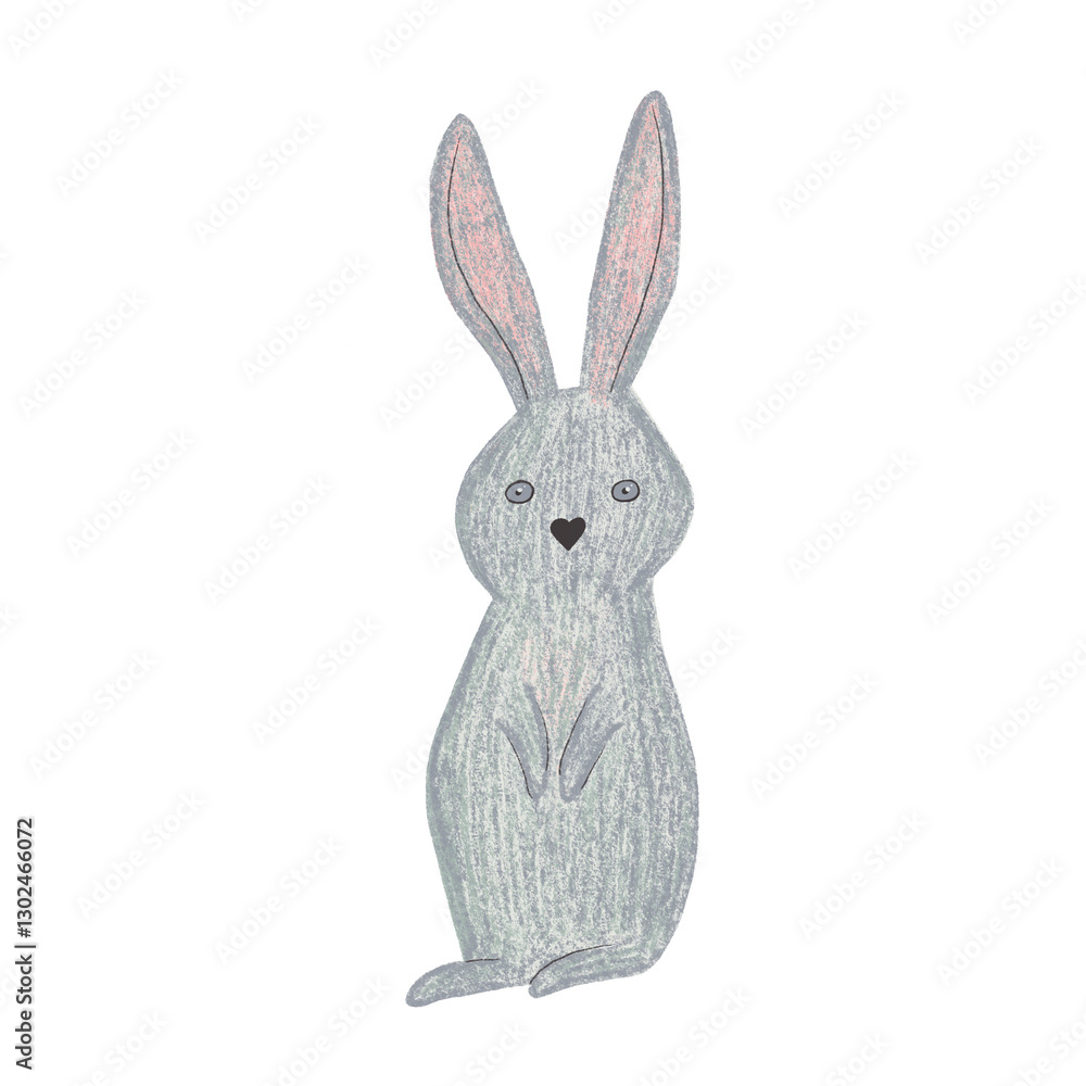 Obraz premium Grey Easter bunny on a transparent background.