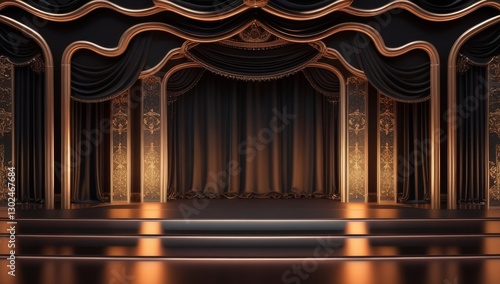 Black golden ceremony award stage venue background.