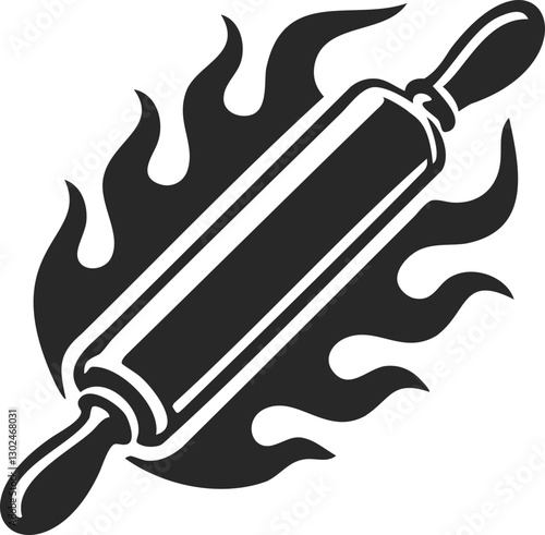 Silhouette of a burning rolling pin