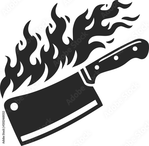 Silhouette of a burning cleaver knife