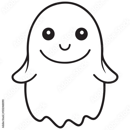 Boo, scary ghost flat vector illustration for Halloween, cartoon character for holiday. 