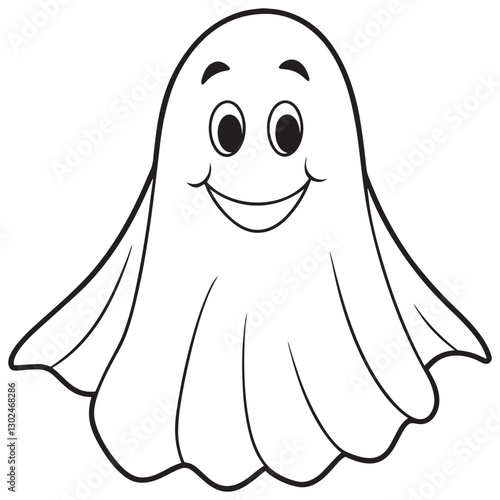 Boo, scary ghost flat vector illustration for Halloween, cartoon character for holiday. 
