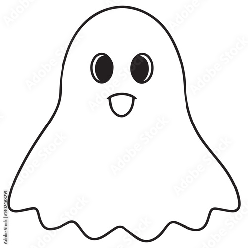 Boo, scary ghost flat vector illustration for Halloween, cartoon character for holiday. 