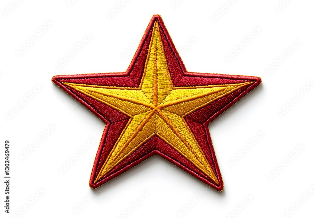 Fototapeta premium Red and gold embroidered star shaped patch