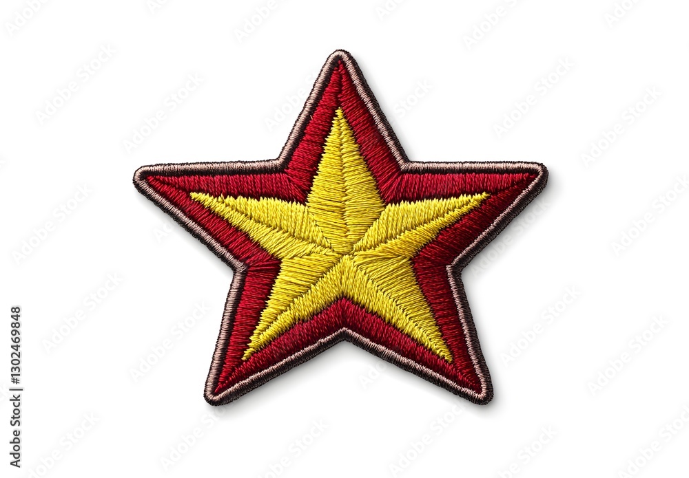Obraz premium Embroidered Red and Yellow Star Patch Design