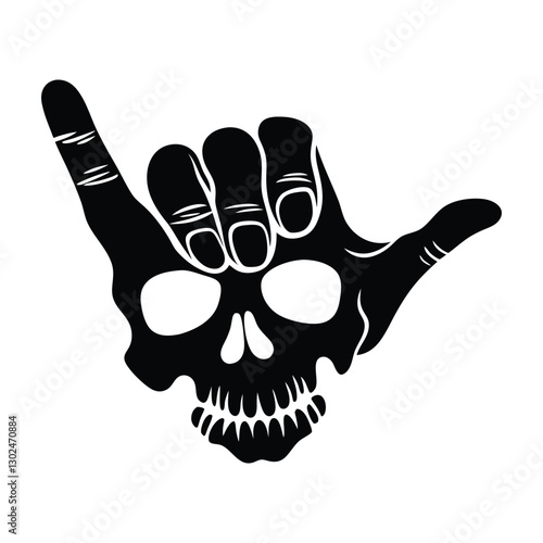 Skull and Shaka Hand Gesture – Bold Vector Illustration