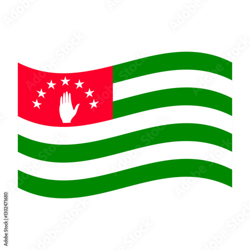 Vibrant Red and Green Flag Abkhazia, Cultural Symbol Bold Design