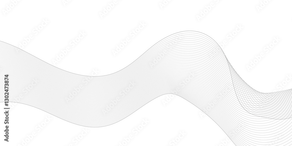 Fototapeta premium Vector wavy grey lines flowing smooth digital futuristic technology curve ocean black gradient color on transparent background. Design for technology, science, music, sound, banner, poster, modern.