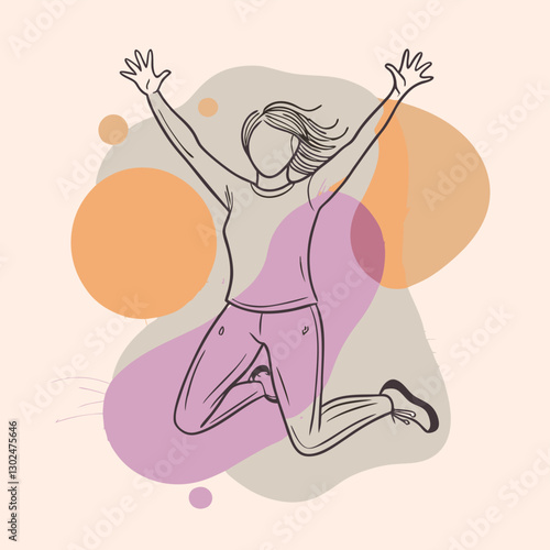 Joyful Jumping Illustration - Abstract Art
