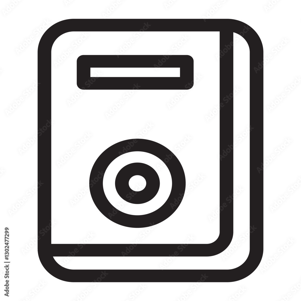 minimal line icon of a computer speaker, representing sound, audio output, and multimedia devices. Ideal for technology, music, and digital themes. minimal line icon of a computer speaker, representing sound, audio output, and multimedia devices. Ideal for technology, music, and digital themes.