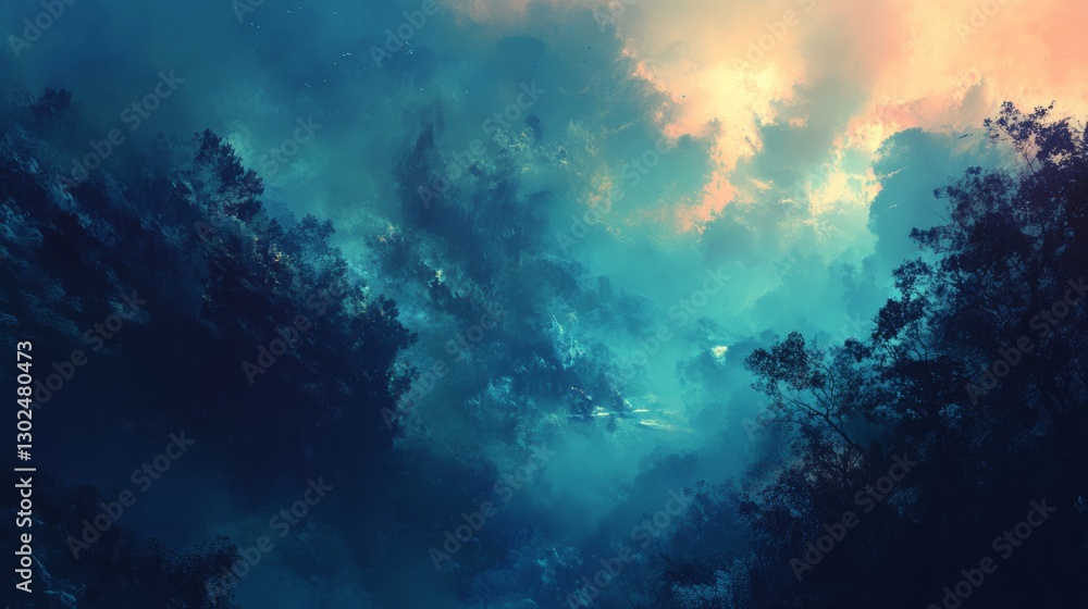 Obraz premium Mystical Forest Under a Dreamlike Sky