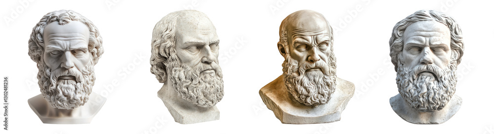 Obraz premium Detailed Sculpture Portraits of Ancient Philosopher with Beard