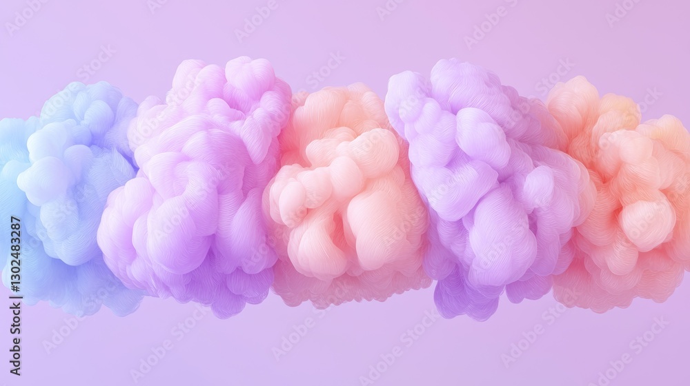 Obraz premium Colorful Abstract Cloud Formations: Soft Pastel Textures in Trendy Digital Art Background