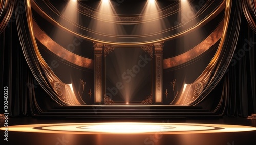 Black golden ceremony award stage venue background.