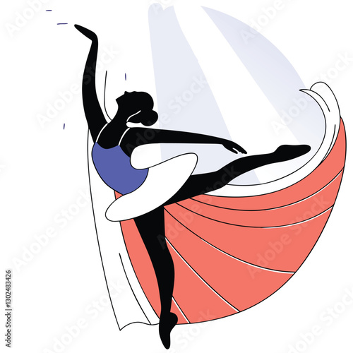 Elegant Ballerina Silhouette Performing Graceful Dance Pose