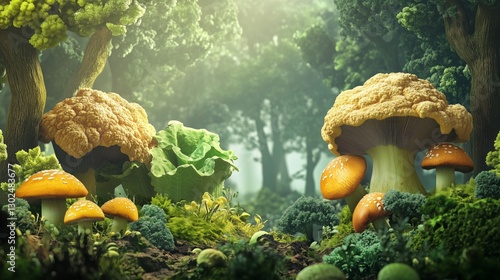 A wonderful journey through the mushroom forest photo