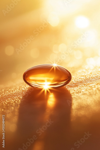 Wallpaper Mural A golden soft gel capsule in warm sunlight, representing vitamin D, hormonal balance, and biohacking for energy, immunity, and longevity. Torontodigital.ca