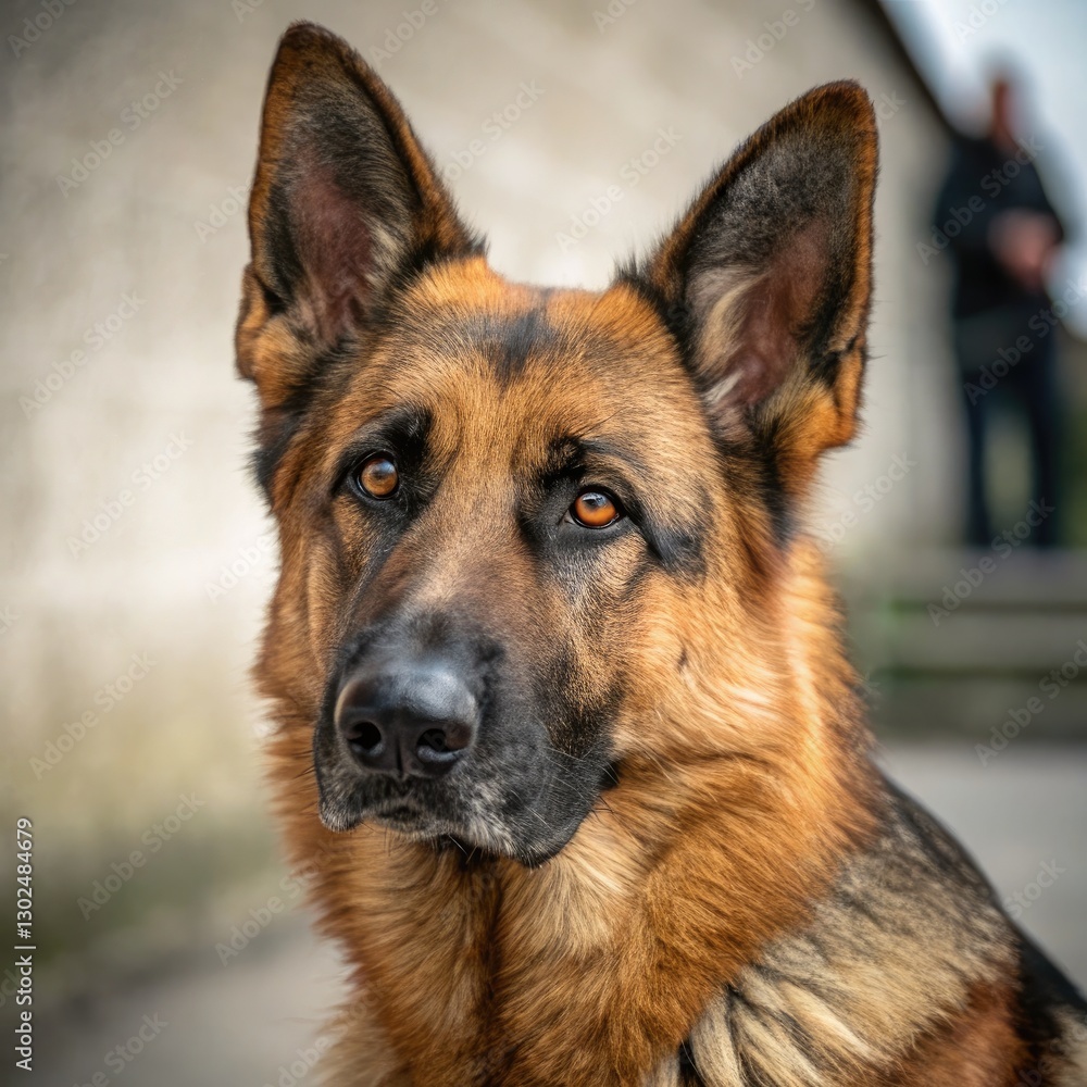 German Shepherd Dog With Striking Features and Alert Gaze. Generative AI German Shepherd Dog With Striking Features and Alert Gaze. Generative AI