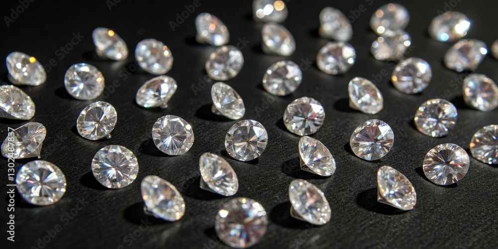 A collection of small raw diamonds arranged in a pattern on a black surface with subtle sparkle and shine, grouped, dark, raw, textured, patterned A collection of small raw diamonds arranged in a pattern on a black surface with subtle sparkle and shine, grouped, dark, raw, textured, patterned