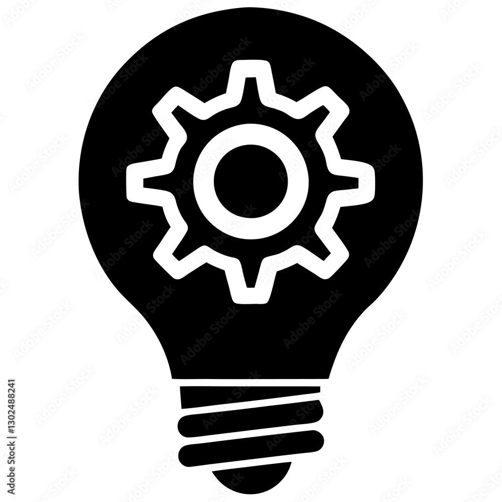Technology & Creativity Icon Light Bulb with Gears Silhouette. Technology & Creativity Icon Light Bulb with Gears Silhouette.
