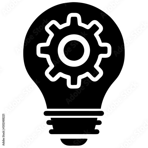 Light Bulb and Gear Silhouette Perfect for Tech & Ideas.