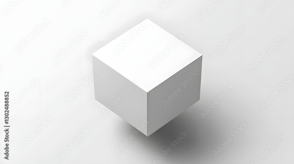 Fototapeta premium A minimalist white cube rotating on a light background, symbolizing simplicity and modern design
