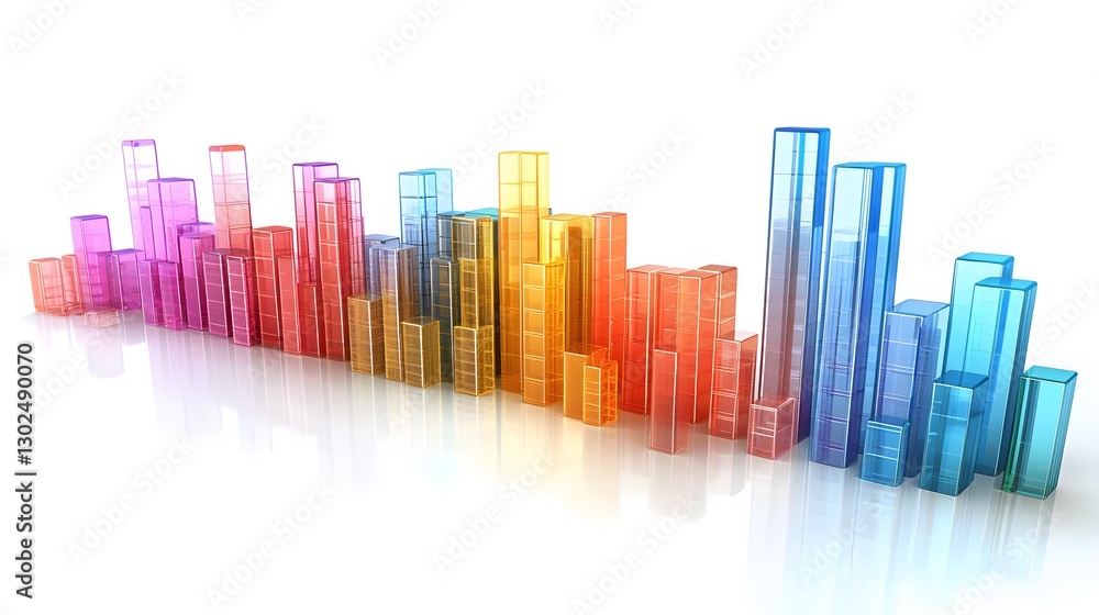 Obraz premium A 3D bar chart with an upward trend, symbolizing advertising growth and successful marketing campaigns, isolated on a white background.