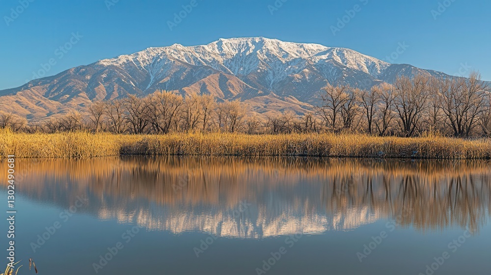 Serene Mountain Reflection in Calm Water Serene Mountain Reflection in Calm Water