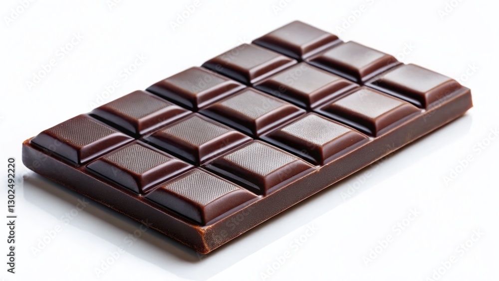 Fototapeta premium Delicious Dark Chocolate Bar Isolated on White Background - Stock Photo