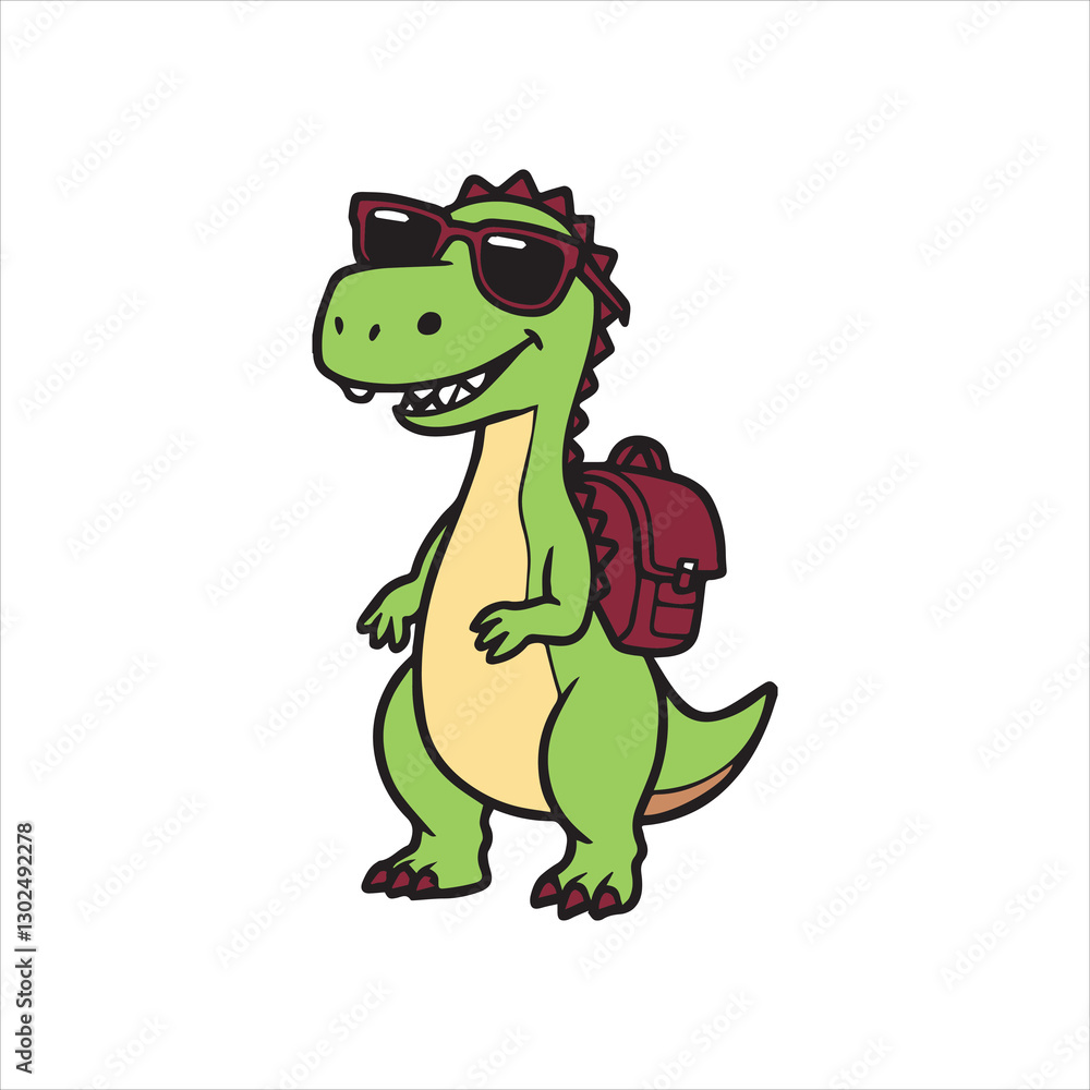 Fototapeta premium Cool dinosaur cartoon illustration