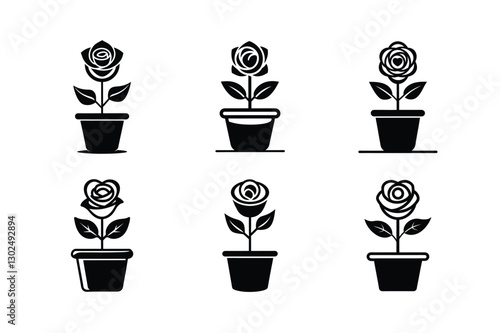 Wallpaper Mural Set of Rose flower vector illustration. Torontodigital.ca
