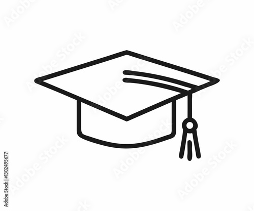 Simple black graduation cap icon for educational themes.