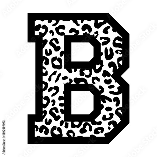 Initial letter B in leopard college varsity university font svg cut file. Isolated vector illustration.