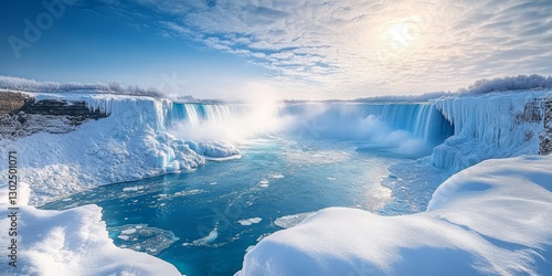 Fototapeta Naklejka Na Ścianę i Meble -  Niagara falls partially frozen during winter, ontario, canada