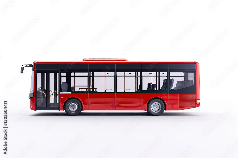 Detailed Color Picture of City Bus on White Background 3D Rendering Illustration Detailed Color Picture of City Bus on White Background 3D Rendering Illustration