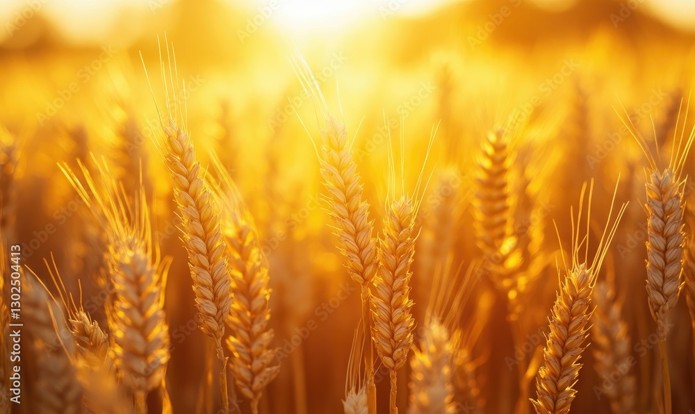 Golden wheat field at sunset, close-up view of wheat stalks in warm light, bokeh effect, agricultural landscape, golden hour, nature, rural, outdoors, warm colors, sunlight, bright, summer Golden wheat field at sunset, close-up view of wheat stalks in warm light, bokeh effect, agricultural landscape, golden hour, nature, rural, outdoors, warm colors, sunlight, bright, summer