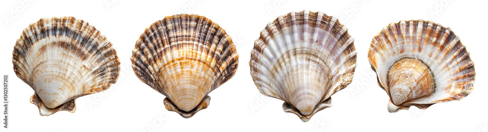 Obraz premium Collection of Various Sea Shells Displayed on a White Background, PNG bundle collection, Isolated on Transparent Background
