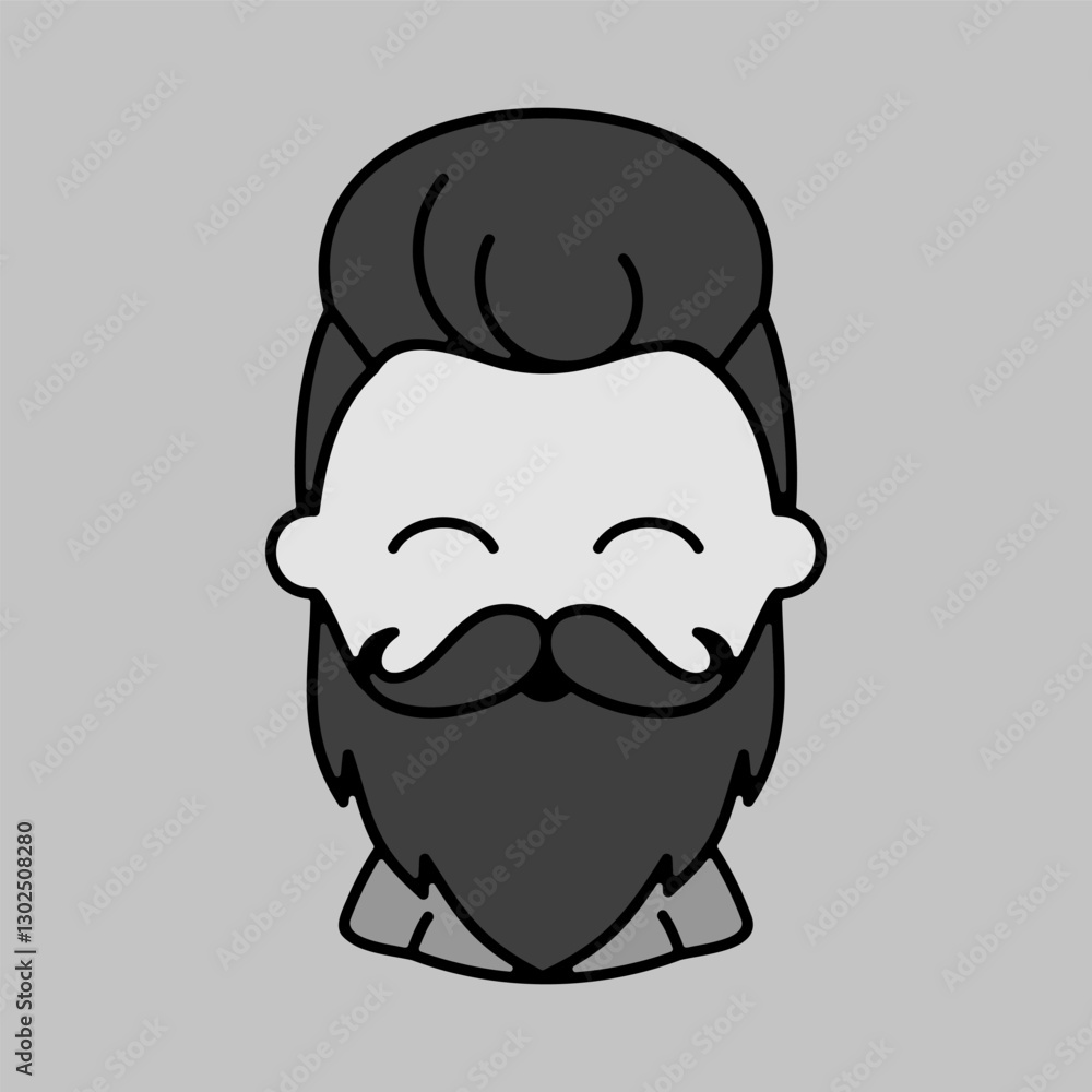 Bearded man's face vector icon. Hipster character Bearded man's face vector icon. Hipster character