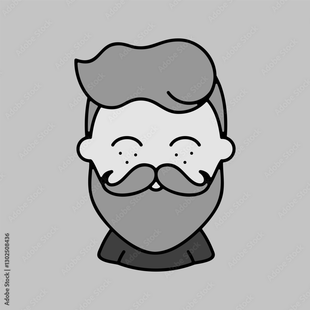 Bearded man's face vector icon. Hipster character Bearded man's face vector icon. Hipster character